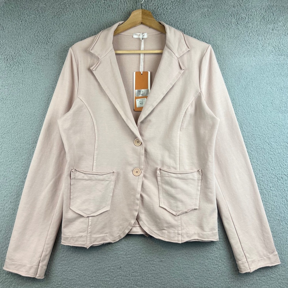 New Suzy D London Jersey Blazer Jacket Cipria Pink Art  Knit Womens Size M